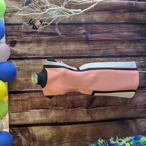 Size 10, coral midi dress, business formal / semi formal